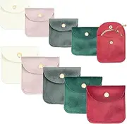 [BOLNEY] Velvet Jewelry Storage Pouches with Button, 10Pcs Necklace Bracelet Organize Pouch Bags Velvet, Off-White Necklace Bracelet Pouch with Snap Button,Jewelry Storage Bags with Snap