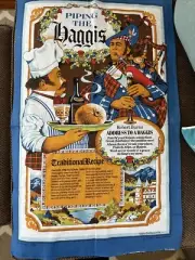 Scottish Piping the Haggis towel Harry Butterworth made Britian Cotton Recipe