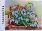 Bead embroidery kit Snowdrop Flowers Basket Needlepoint Beaded Stitch