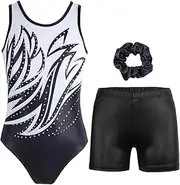 [JOYSTREAM] Gymnastics Leotards for Girls With Shorts Sparkly Ballet Dance Activewear