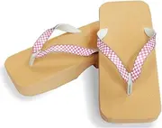 Hajime(一歩) [One Step] [Hajime] Geta Geta Clogs, Soft and Water Resistant, Made of Sponge, 10.6 inches (27 cm), BE/Checkered x Pink, Checkered x Pink (Imitsu x Pink/27), Strawberry × Pink, 27.0 cm