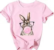 [FCDIED] Easter Bunny Sunglasses Shirt Toddler Boys Girls Happy Easter T-Shirt Kids Cute Bunny Rabbit Graphic Tees Tops