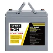 Giantz AGM Deep Cycle Battery 12V 75Ah Box Portabl