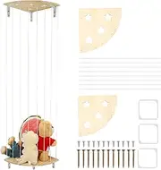 Stuffed Animal Storage Corner Cage Wall Hanging Corner Stuffed Animal Storage Large Capacity Wooden Plush Toys Holder Storage Wood Soft Toy Shelf for Nursery Bedroom Playroom