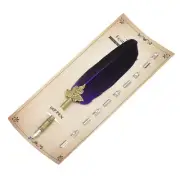 Feather Pen 9.4 Inch Quill Pen with 5 Pcs Replacement Nibs Purple