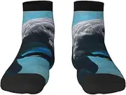 [EdWal] Cute Sea Animal Manatee print Men's Moisture Control Crew Socks Socks For Men and Women Gifts For Golf, Hunting, Camping