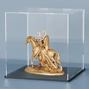 HEMYLU Acrylic Display Case with Lid, 6 Inch Acrylic Cube Box with Black Disaply Stand, Clear Display Cases for Collectibles, Art Pieces and Toys, (6x6x6 inch)