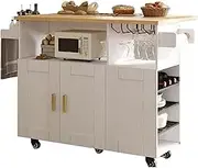 Storage Rack Rolling Mobile Kitchen Island Cart Bar with Desktop Drop Leaf Countertop, Island Table Storage Cart with 5 Wheels Trolley on Wheels