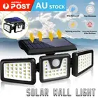 3 Head Solar Motion Sensor Light 74LED Outdoor Garden Wall Security Flood Lamp