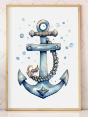 Nursery Decor Art Print, Anchor Print, Kids Room Nautical Wall Art Decor #452