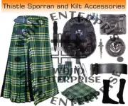 Scottish Handmade ST Patrick Tartan 8 Yard KILT & Accessories Package for Men's