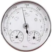 3 in 1 Weather Station for Indoor and Outdoor Use, Dial Type Barometer Thermometer Hygrometer, Home Barometric Pressure Measures Simplicity & Easy Reading (Metric),Silver
