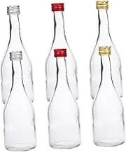 6Pcs Multi Function Clear Juice Bottles Reusable Empty Glass Drink Containers with Random Color Lids for Outdoor Use and Daily Supplies Random Color