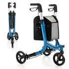 Folding Walking Frame 3WF Rollator Walker Elderly Mobility Aid w/ Shopping Bag
