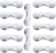 Baby Locks (12-Pack White) Child Safety Cabinet Locks, Multi-Purpose Baby Child Proof Cabinet Kitchen System, Cabinet Drawer Door Latches, Safe Quick Easy Use - No Tools or Drilling, Strong Adhesive