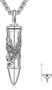 [HARMONY BOLA] Bullet Urn Necklace for Ashes 925 Sterling Silver Wolf/Dragon/Eagle/Butterfly/Tree of Life Pendant Necklace Cremation Jewellery Keepsake Gifts for Women Men