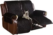 LUFEIJIASHI Non Slip Recliner Couch Covers for 2 Cushion Couch Sofa Reclining, Waterproof Recliner Sofa Covers 2 Seat, Velvet Reclining Couch Covers for Furniture Protector for Dogs Pets Black