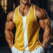 Men's Tank Top Vest Undershirt Sleeveless Shirt Sleeveless Crewneck Scoop Neck Summer Plain Fashion Classic Comfortable Color Block Street Casual Sports Yellow