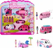 Barbie Mini Land 4-Pack Doll & Toy Vehicle Set with 4 1.5-inch