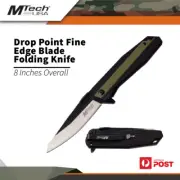 Mtech Fixed Blade Fine Edge Blade Folding Knife 8" Overall G10 Handle Mt-1081gn