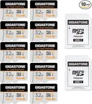[10X High Endurance] Gigastone Industrial 32GB 10-Pack MLC Micro SD Card, 4K Vid