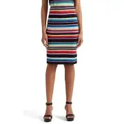 $185 Lauren Ralph Lauren Women's Striped Linen-Blend Pencil Skirt, Black, Medium