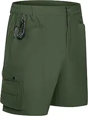 [KPSUN] Men's Cargo Hiking Shorts Casual Quick Dry Golf Work Shorts with Multi Pocket for Travel Fishing Tactical