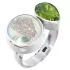 925 Silver Opal Titanium Druzy Drusy Peridot Pear Sterling Adjustable Sz 7 Ring