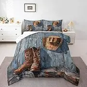 Feelyou Boys Girls Rodeo Cowboy Style Bedding Set Queen Size, Western Decor Duvet Insert Kids Boho Comforter Set Teens Bedroom Decor 3Pcs