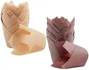 200 Pcs Tulip Cupcake Liners,Cooyeah Baking Cup Holder Muffin Paper Liners Grease Proof Wrappers for Wedding,Birthday Party Brown and Natural Color