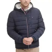 Tommy Hilfiger Hooded Puffer Jacket with Sherpa Lined Hood Color: Midnight, XXL