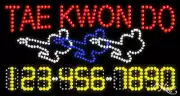 NEW “TAE KWON DO" 32x17x1 w/YOUR PHONE NUMBER SOLID/ANIMATED LED SIGN 25103