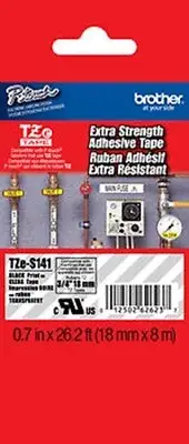 Brother TZeS141 3/4" Black on Clear Extra Strength Tape for PT2730, PT-2730