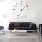Modern Large Wall Clock Frameless 3D Mirror Surface Sticker Watch Home
