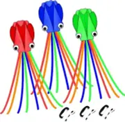 3 Pack Octopus Kites for Kids & Adults, 28''*158'' Large Soft 3D Beach Kite