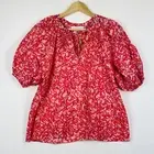 House Of Harlow 1960 Martine Deep Pink Peasant Top Blouse Shirt Women Small NEW