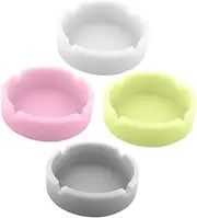 COSMEVIVI 4pcs Colored Silicone Ashtrays Round Luminous Ashtray for Home Decor High Temperature Resistant Compact Design Glow Dark for Indoor Use