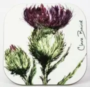 Flower of Scotland Coasters Set of 2 in a Scottish Thistle Design by Clare Baird