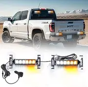 Strobe Lights for Trucks Traffic Advisor Light Bar LED Emergency Flashing Dash Front/Rear Windshield Visor Grille Lights for Construction Vehicles Tow/Plow Work Truck(2X 6.1'',Amber White)