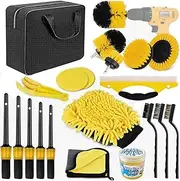 20pcs Car Detailing Brush Set Drill Brush Attachments Kit, Car Detailing Drill Brush Set with Cleaning Gel, Car Cleaning Tools Kit For Car Interior & Exterior, Tire Wheel, Dashboard Air Conditioner