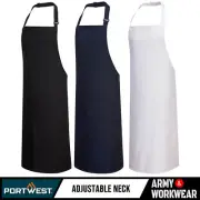 Portwest Cotton Bib Apron Chefs Butchers Kitchen Cooking BBQ Plain Workwear