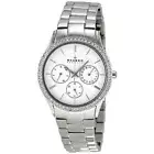 SKAGEN Womens Silver Crystal Bezel Chrono 347LSX Watch Japan Quartz Movement