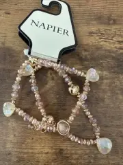 NWT NAPIER Gold Tone Links Stretch Abalone Beautiful Bracelet