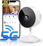 [5G & 2.4G] 2K Indoor Security Camera for Home Security, AI Voice Change for 2-Way Talk, Motion Detection, Night Vision, 24/7 SD Recording/Cloud Storage, WiFi Home Camera, Pet Cam with Phone App