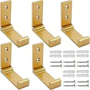 ZEYU Folding Coat Hooks, 5Pcs Wall Hooks for Hanging Coat Towel Hooks Hardware Heavy Duty Aluminum Alloy Headphone Holder Hooks No Rust Wall Mounted with Screws for Hat Bags Fitness Equipment Golden