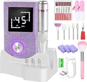 CozyZen Cordless Electric Nail Drill, 45000 RPM Rechargeable Diamond E-File, Portable & Low Noise for Acrylic/Gel Nails, Manicure & Pedicure - Professional & Home Use (Purple)