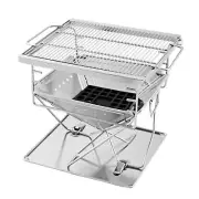 Grillz Camping Fire Pit BBQ Portable Folding Stainless Steel Stove Outdoor NEW