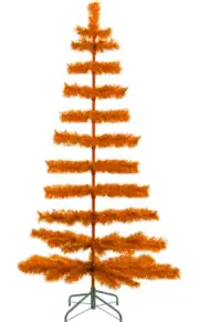 5FT Orange Tinsel Christmas Trees Decorative Tabletop Holiday Tree 60in Tall