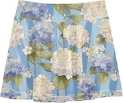 [FRODOTGV] Hydrangea Blue Stripe Girls Athletic Skort with Built-in Shorts Running Skirt for Girl Kids Skort