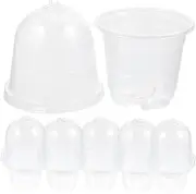 FONDOTIN 15Pcs Transparent Succulent Plant Pots with Drainage Miniature Bonsai Flowerpots for Seedlings and Cuttings Stackable Indoor and Outdoor with Covers